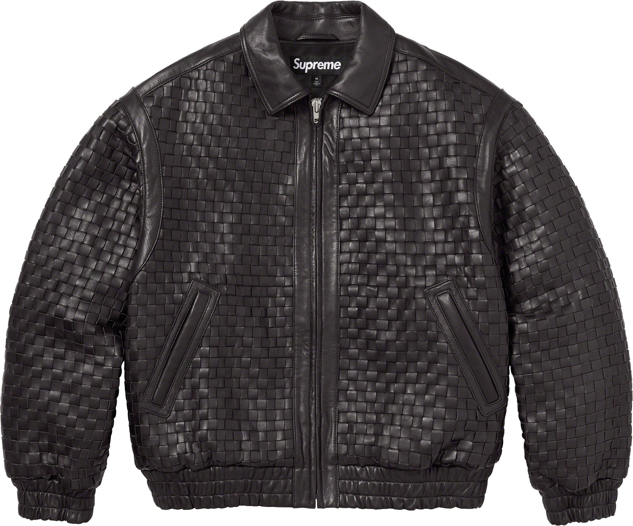 Woven Leather Varsity Jacket view 8